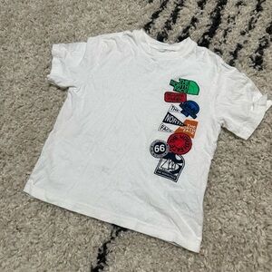 The North Face White and Green Short Sleeve Tee